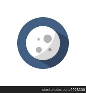 Moon phase. Full moon. Flat color icon on a circle. Weather vector illustration