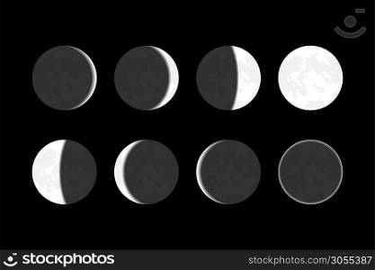 Moon phases astronomy icon set. Vector stock illustration. Moon phases astronomy icon set. Vector stock illustration.