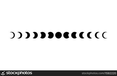 Moon phases icon set in black. Astronomy. Space. Eclipse. Vector on isolated white background. EPS 10.. Moon phases icon set in black. Astronomy. Space. Eclipse. Vector on isolated white background. EPS 10