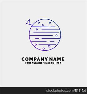 moon, planet, space, squarico, earth Purple Business Logo Template. Place for Tagline. Vector EPS10 Abstract Template background