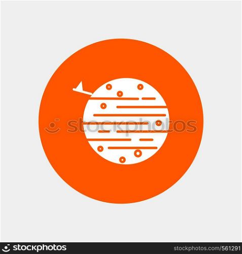 moon, planet, space, squarico, earth White Glyph Icon in Circle. Vector Button illustration. Vector EPS10 Abstract Template background