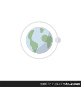 Moon rotation around the Earth. Flat color icon. Isolated weather vector illustration