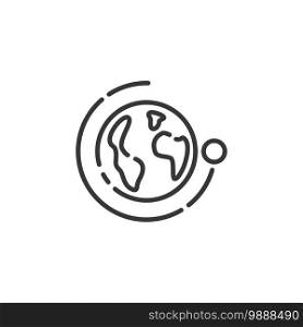 Moon rotation around the Earth thin line icon. Isolated outline weather vector illustration
