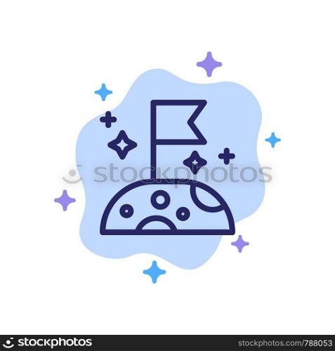 Moon, Slow, Space Blue Icon on Abstract Cloud Background