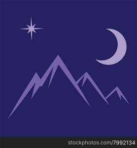 moon star mountains darkness symbol vector illustration