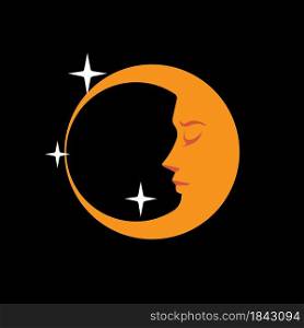 Moon star vector icon illustration logo design.
