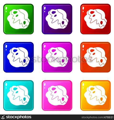 Moon stone icons of 9 color set isolated vector illustration. Moon stone set 9