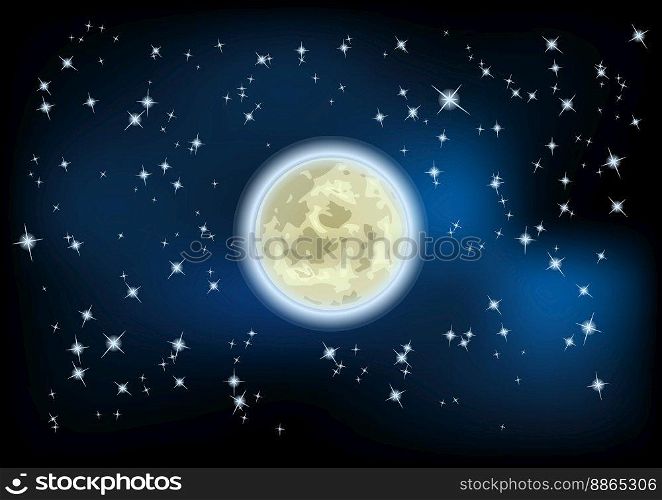 moon vector illustration and dark night sky with stars