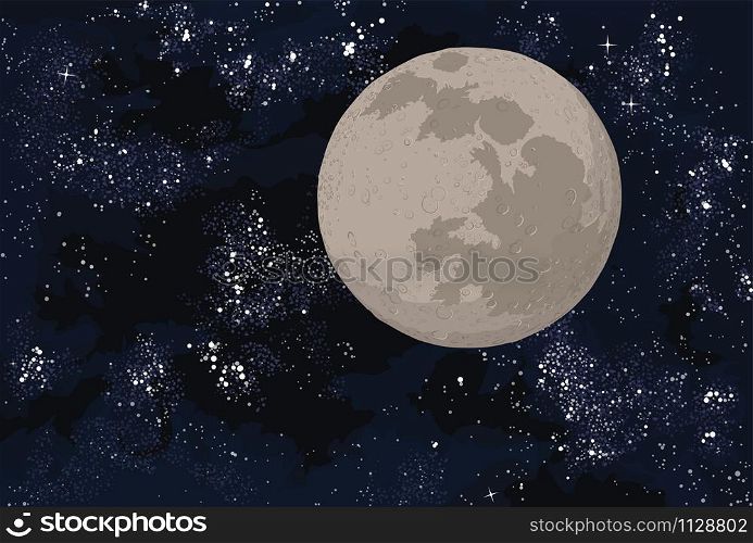 Moon with stars background