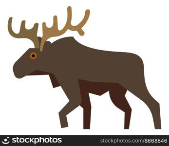 Moose icon. Cute horned elk. Standing deer isolated on white background. Moose icon. Cute horned elk. Standing deer