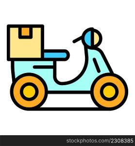 Moped home delivery icon. Outline moped home delivery vector icon color flat isolated. Moped home delivery icon color outline vector