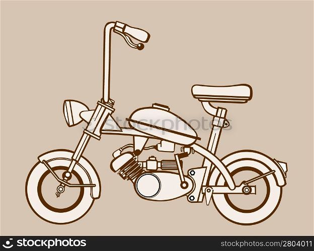 moped silhouette on brown background, vector illustration