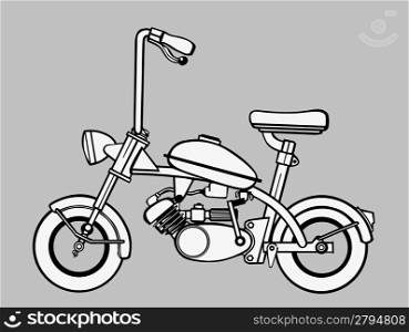 moped silhouette on gray background, vector illustration