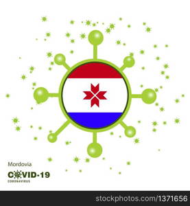 Mordovia Coronavius Flag Awareness Background. Stay home, Stay Healthy. Take care of your own health. Pray for Country
