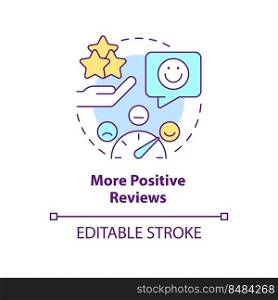 More positive reviews concept icon. Social media. Tracking customer engagement abstract idea thin line illustration. Isolated outline drawing. Editable stroke. Arial, Myriad Pro-Bold fonts used. More positive reviews concept icon
