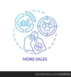 More sales blue gradient concept icon. Audience engaging technique. Modern marketing trend abstract idea thin line illustration. Isolated outline drawing. Myriad Pro-Bold font used. More sales blue gradient concept icon