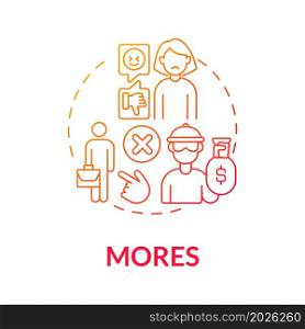 Mores red gradient concept icon. Participation by moral rules, traditions in society. Social participation. Cluture rights abstract idea thin line illustration. Vector isolated outline color drawing. Mores red gradient concept icon