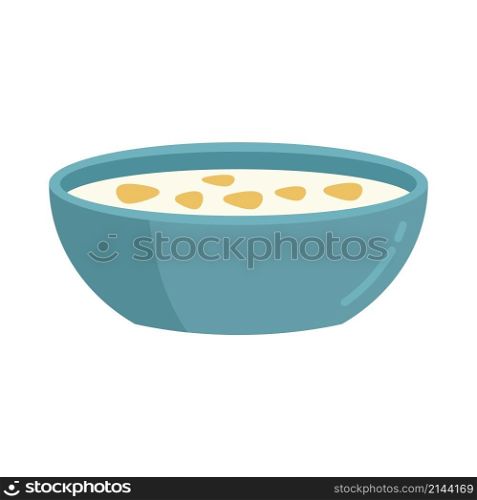 Morning cereal flakes icon. Flat illustration of morning cereal flakes vector icon isolated on white background. Morning cereal flakes icon flat isolated vector