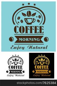 Morning coffee cup poster with text - Enjoy Natural - for cafe menu design