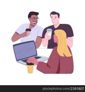 Morning in the office isolated cartoon vector illustrations. Happy colleagues having fun and drinking coffee together in the morning, people lifestyle, coffee break at work vector cartoon.. Morning in the office isolated cartoon vector illustrations.