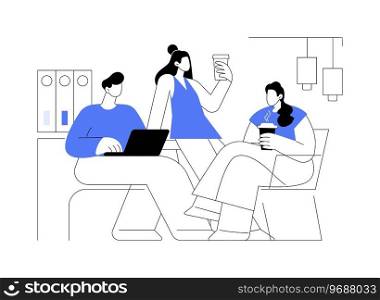 Morning in the office isolated cartoon vector illustrations. Happy colleagues having fun and drinking coffee together in the morning, people lifestyle, coffee break at work vector cartoon.. Morning in the office isolated cartoon vector illustrations.