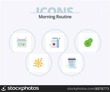 Morning Routine Flat Icon Pack 5 Icon Design. fry. breakfast. clock. bottle. juice