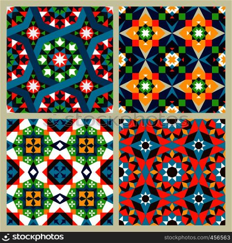 Moroccan mosaic vector or modern arabic seamless patterns. Moroccan mosaic seamless patterns