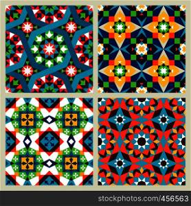 Moroccan mosaic vector or modern arabic seamless patterns. Moroccan mosaic seamless patterns
