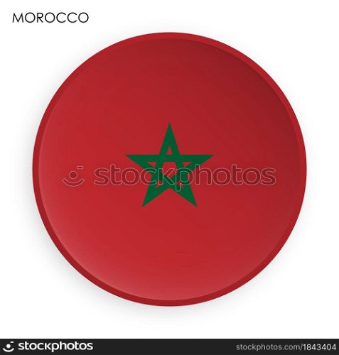 MOROCCO flag icon in modern neomorphism style. Button for mobile application or web. Vector on white background