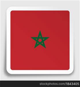 MOROCCO flag icon on paper square sticker with shadow. Button for mobile application or web. Vector