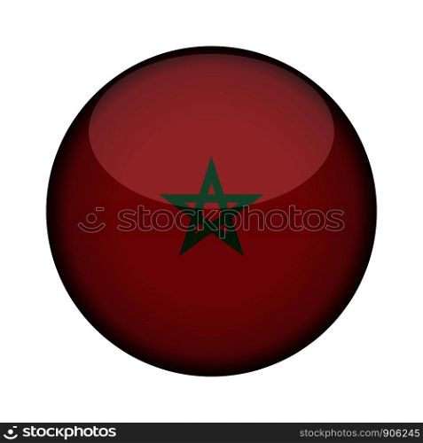 morocco Flag in glossy round button of icon. morocco emblem isolated on white background. National concept sign. Independence Day. Vector illustration.