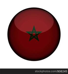 morocco Flag in glossy round button of icon. morocco emblem isolated on white background. National concept sign. Independence Day. Vector illustration.