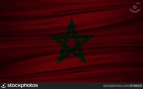 morocco flag vector. Vector flag of morocco blowig in the wind. EPS 10.