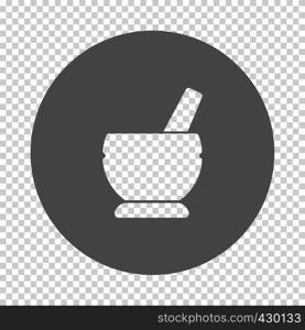 Mortar and pestel icon. Subtract stencil design on tranparency grid. Vector illustration.