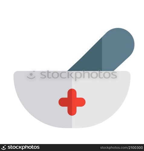 Mortar and pestle for grinding the solid medication