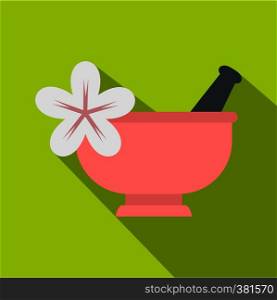 Mortar and pestle icon. Flat illustration of mortar and pestl vector icon for web design. Mortar and pestle icon, flat style