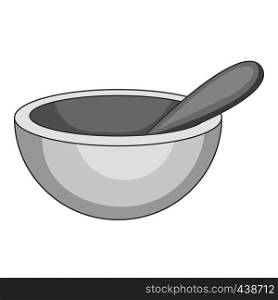 Mortar and pestle icon in monochrome style isolated on white background vector illustration. Mortar and pestle icon monochrome