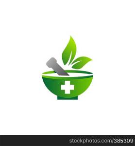 mortar and pestle logo icon, medical pharmacy symbol vector design illustration