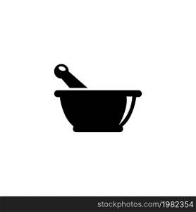 Mortar and Pestle Pharmacy. Flat Vector Icon. Simple black symbol on white background. Mortar and Pestle Pharmacy Flat Vector Icon