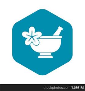 Mortar and pestle pharmacy icon. Simple illustration of mortar and pestl vector icon for web design. Mortar and pestle pharmacy icon, simple style
