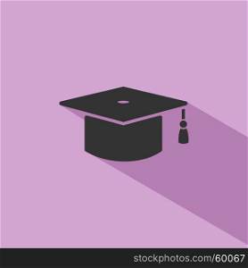 Mortarboard icon with shade on purple background