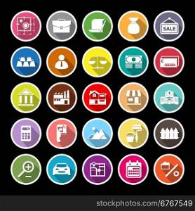 Mortgage and home loan flat icons with long shadow, stock vector