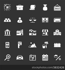 Mortgage and home loan icons on gray background, stock vector
