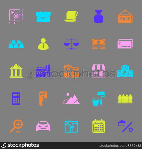 Mortgage and home loan icons on gray background, stock vector