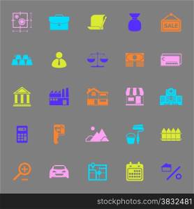 Mortgage and home loan icons on gray background, stock vector