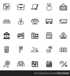 Mortgage and home loan line icons on white background, stock vector