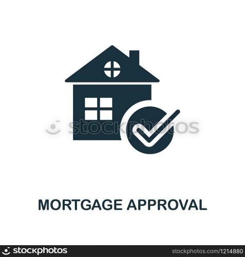 Mortgage Approval creative icon. Simple element illustration. Mortgage Approval concept symbol design from personal finance collection. Can be used for mobile and web design, apps, software, print.. Mortgage Approval icon. Line style icon design from personal finance icon collection. UI. Pictogram of mortgage approval icon. Ready to use in web design, apps, software, print.