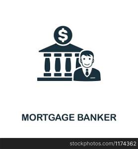 Mortgage Banker vector icon illustration. Creative sign from investment icons collection. Filled flat Mortgage Banker icon for computer and mobile. Symbol, logo vector graphics.. Mortgage Banker vector icon symbol. Creative sign from investment icons collection. Filled flat Mortgage Banker icon for computer and mobile