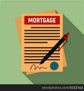 Mortgage contract paper icon. Flat illustration of mortgage contract paper vector icon for web design. Mortgage contract paper icon, flat style