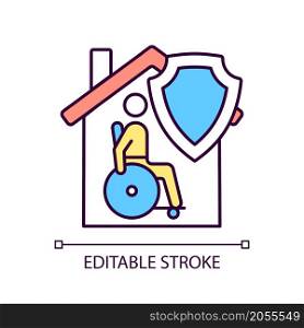 Mortgage disability insurance RGB color icon. Mortgage payment. Healthcare insurance program policy. Isolated vector illustration. Simple filled line drawing. Editable stroke. Arial font used. Mortgage disability insurance RGB color icon